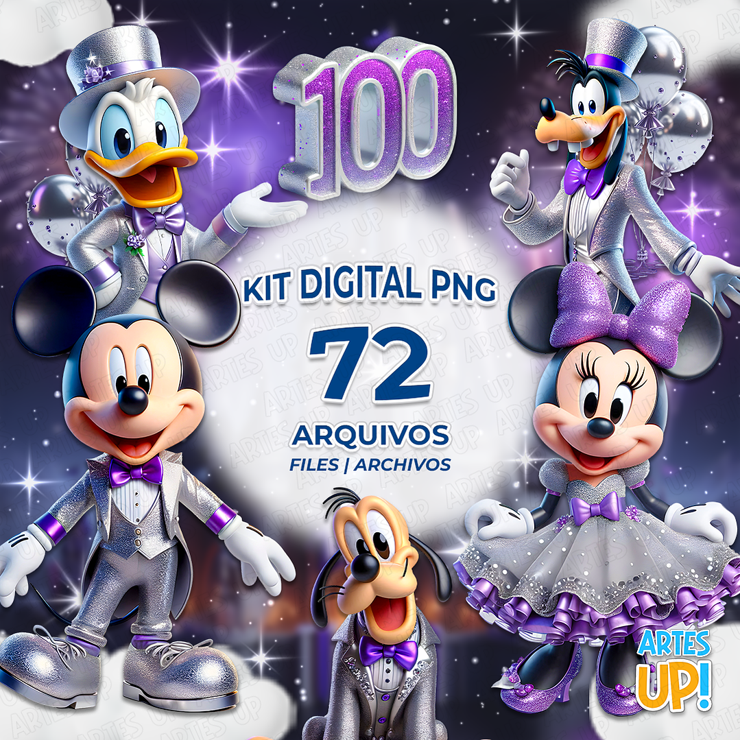 Kit Digital PNG Disney 100 anos Clipart 1