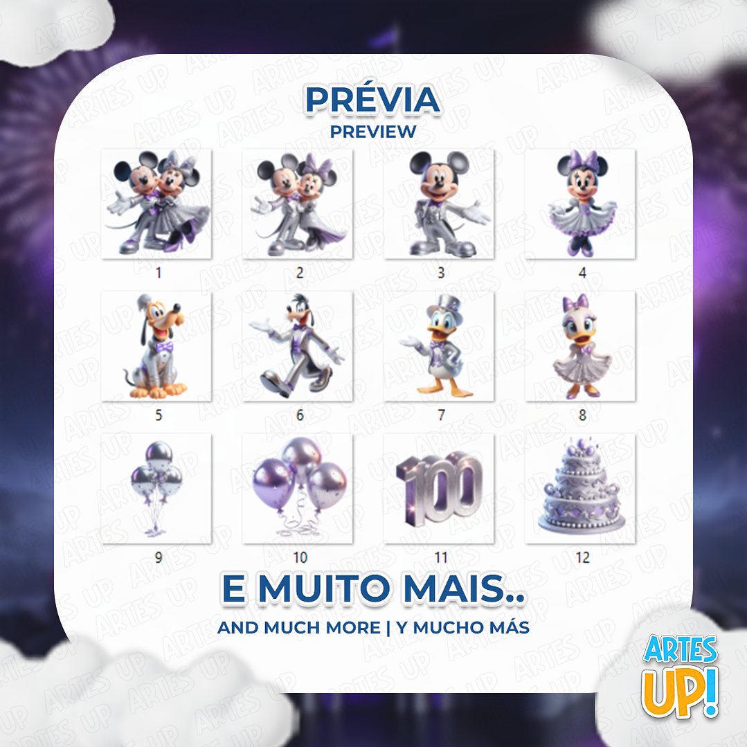Kit Digital PNG Disney 100 anos Clipart 2