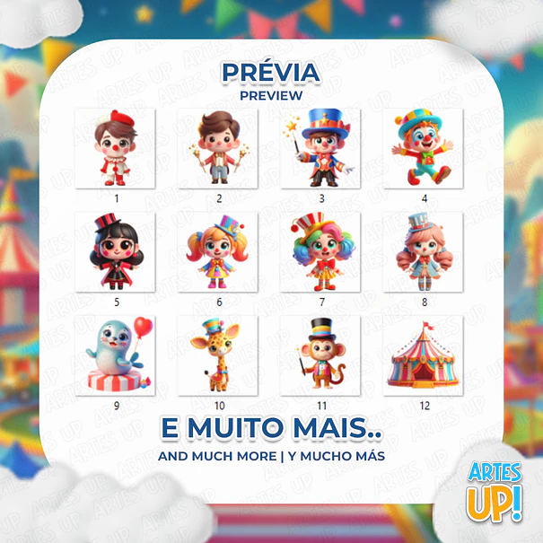 Kit Digital PNG Circo Clipart 3D 2