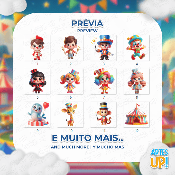 Kit Digital PNG Circo Clipart 3D 2