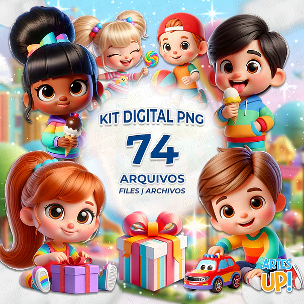 Kit digital PNG Niños jugando Clipart Día del niño 1