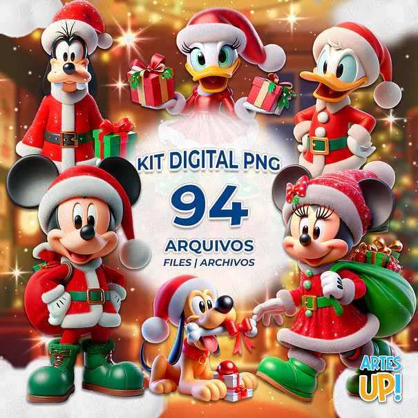 Kit Digital PNG Mickey Natal Clipart 1