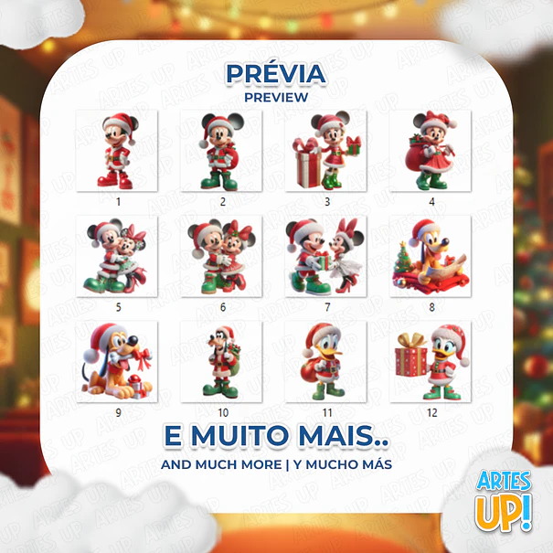 Kit Digital PNG Mickey Natal Clipart 2