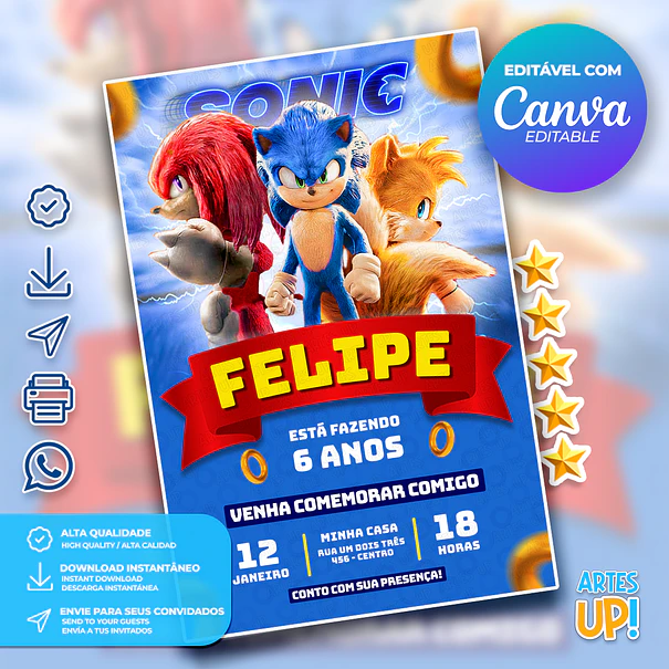 Sonic Birthday Invitation 1