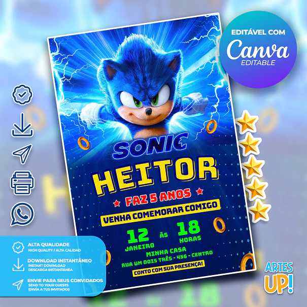Sonic Birthday Invitation 1