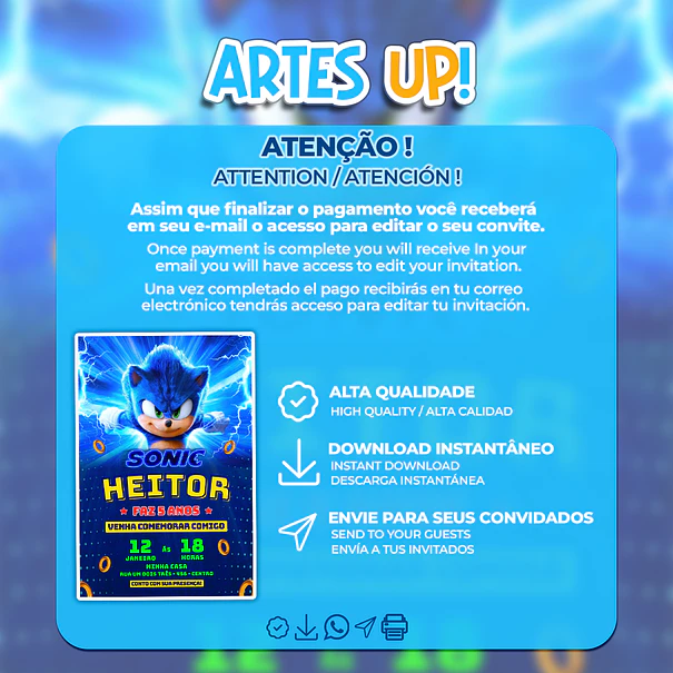 Sonic Birthday Invitation 2