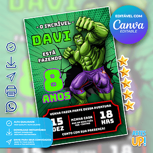 Invitación de cumpleaños de El increíble Hulk