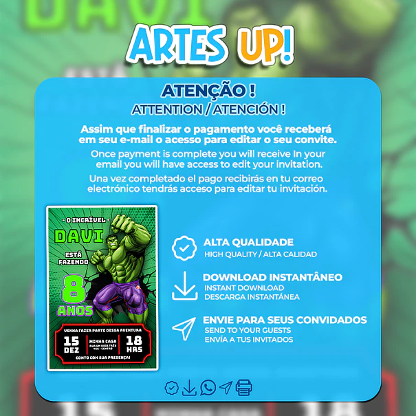 Invitación de cumpleaños de El increíble Hulk 2