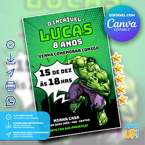 Invitación de cumpleaños de El increíble Hulk