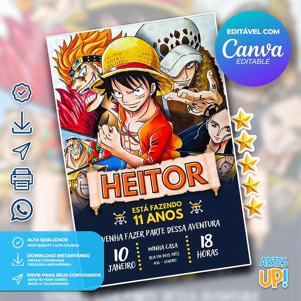 Convite Aniversário One Piece 1