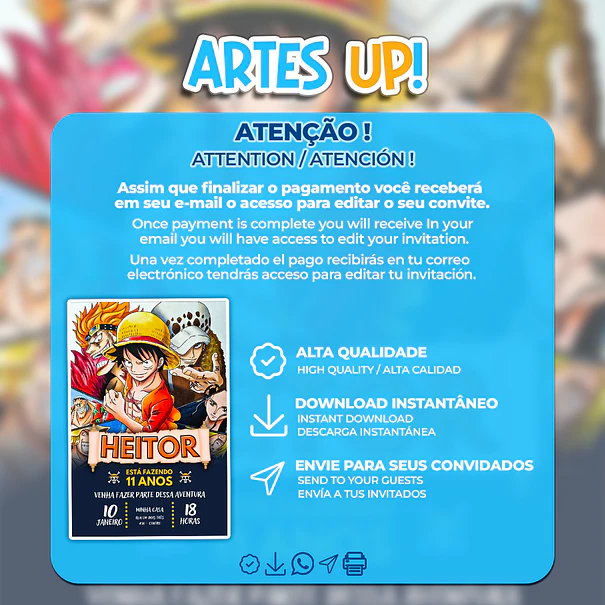 Convite Aniversário One Piece 2