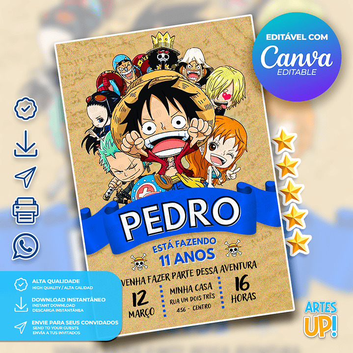 Convite Aniversário One Piece 1
