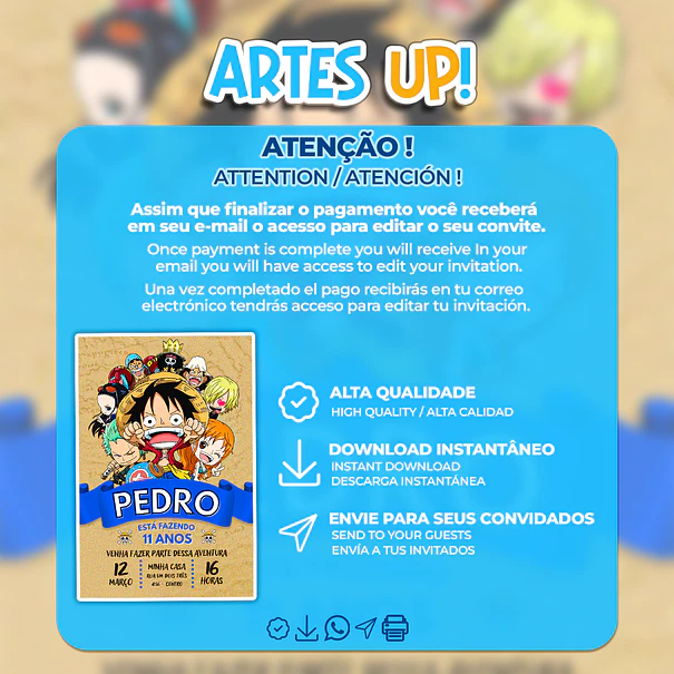 Convite Aniversário One Piece 2