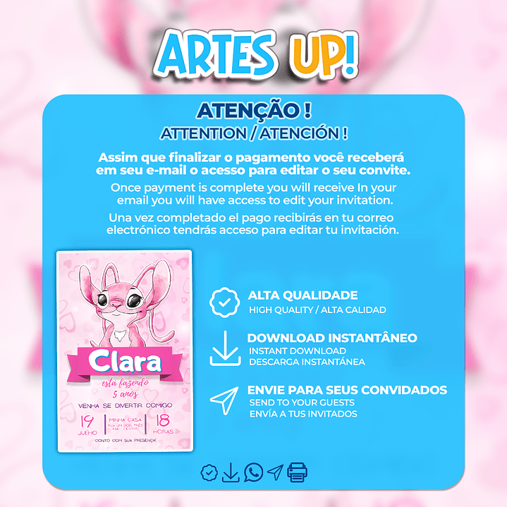 Convite Aniversário Angel aquarela  2