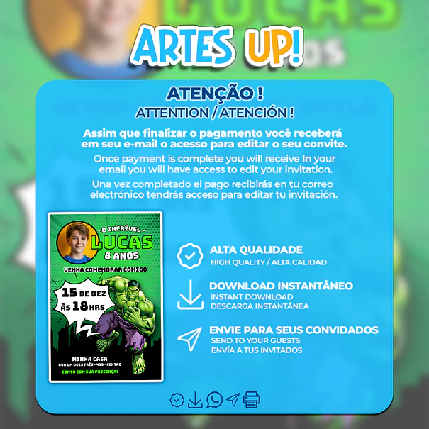 Hulk Birthday Invitation with photo 2