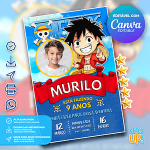 Invitación de cumpleaños de One Piece con foto