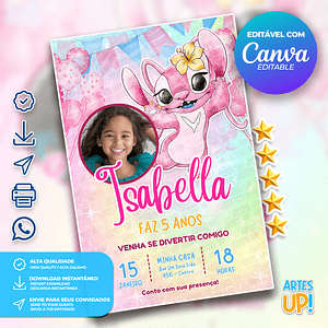 Invitación de cumpleaños de ángel de acuarela con foto