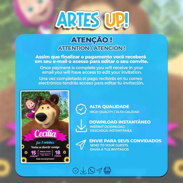 Invitación de cumpleaños de Masha y el oso 2