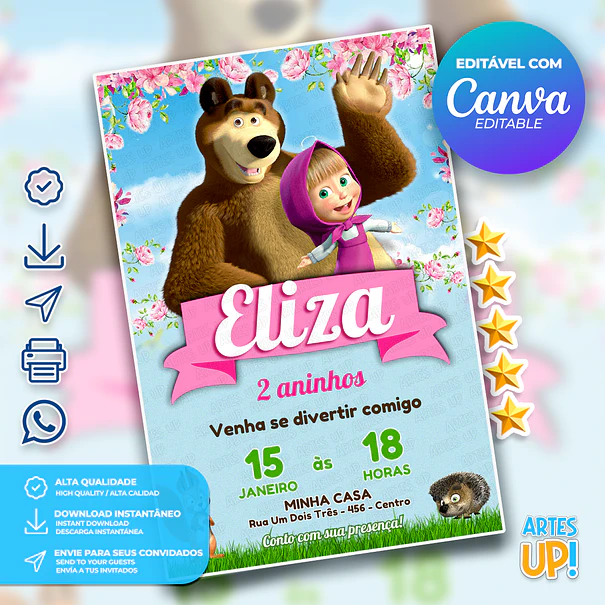 Invitación de cumpleaños de Masha y el oso 1