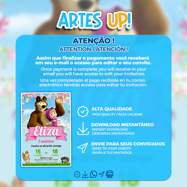 Invitación de cumpleaños de Masha y el oso 2