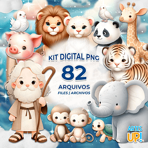 Kit digital del Arca de Noé (imagen PNG, acuarela)