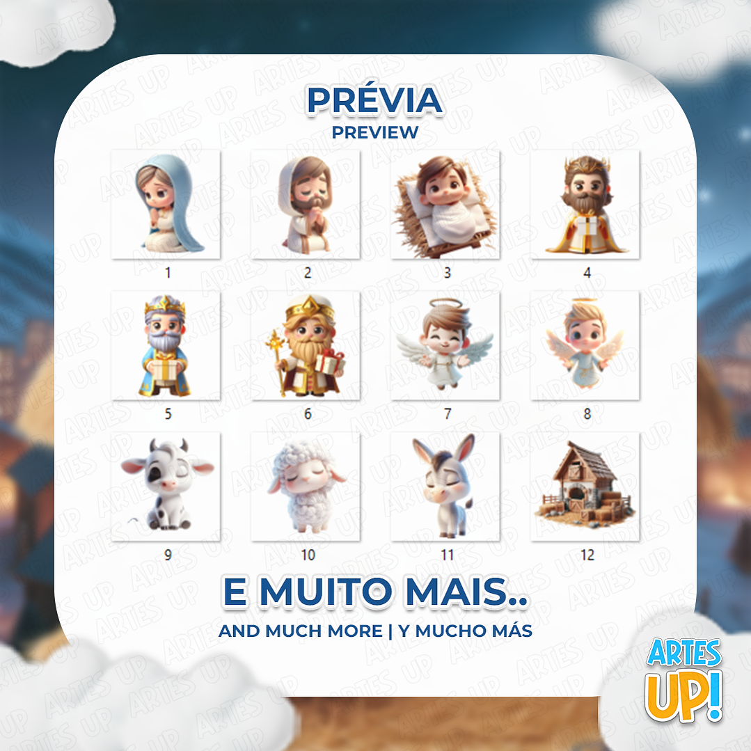 Kit Digital PNG Nascimento de Jesus Clipart 2