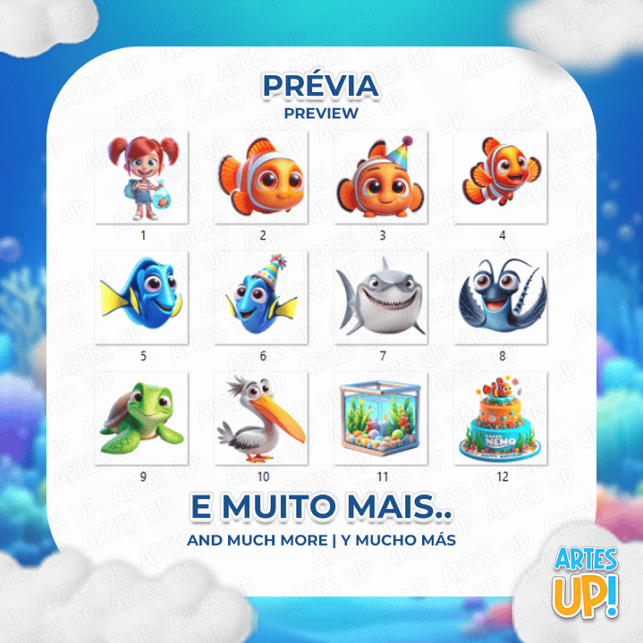 Kit Digital PNG Procurando Nemo Clipart 2