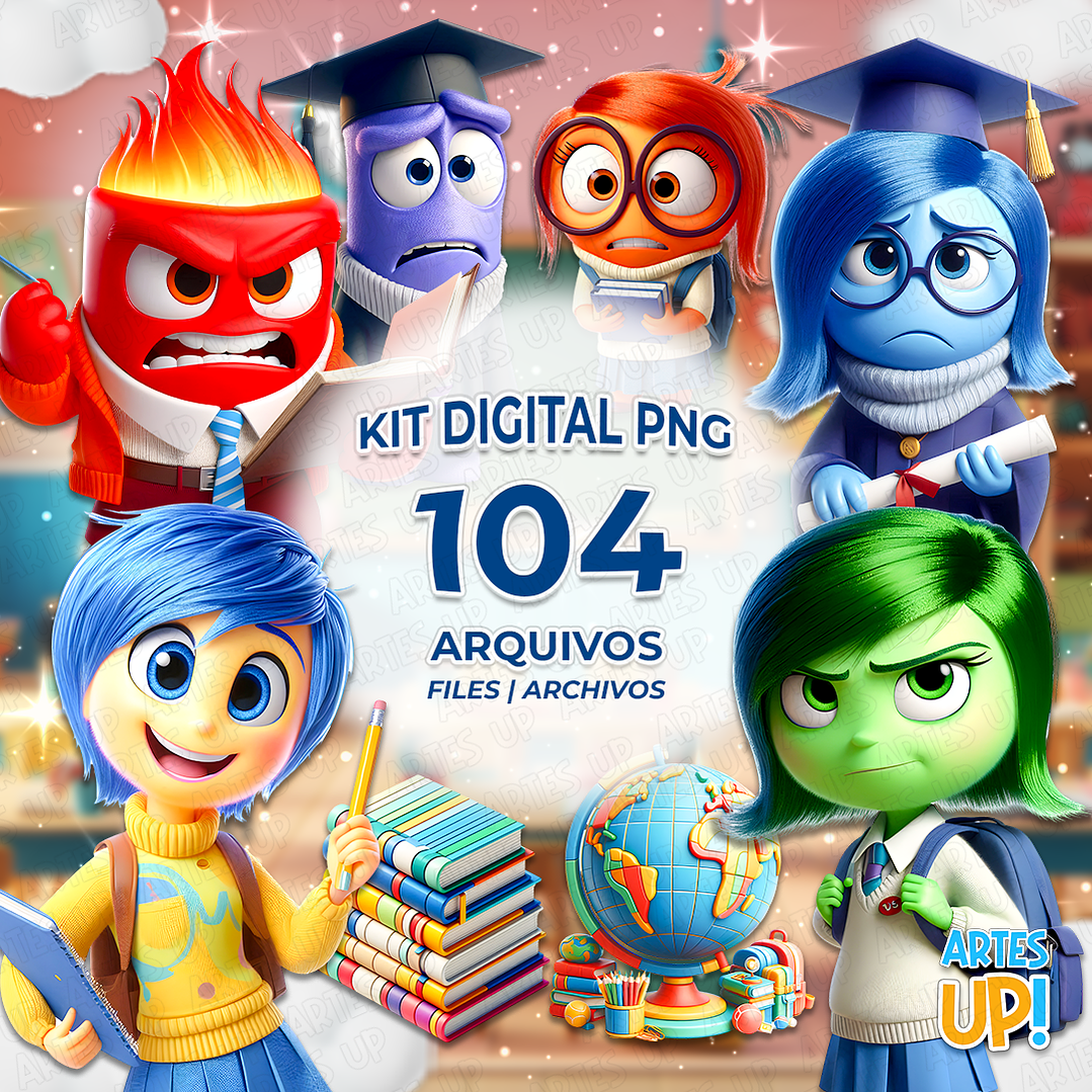 Kit Digital PNG Divertida Mente Estudos Clipart 1