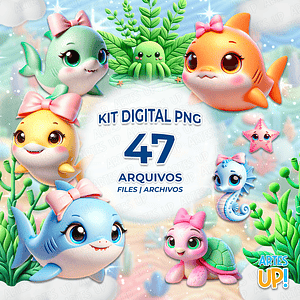 Kit digital PNG Baby Shark Clipart Dulces 