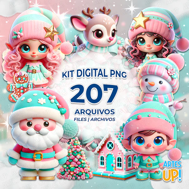 Kit Digital PNG Natal Candy Clipart 3D 1