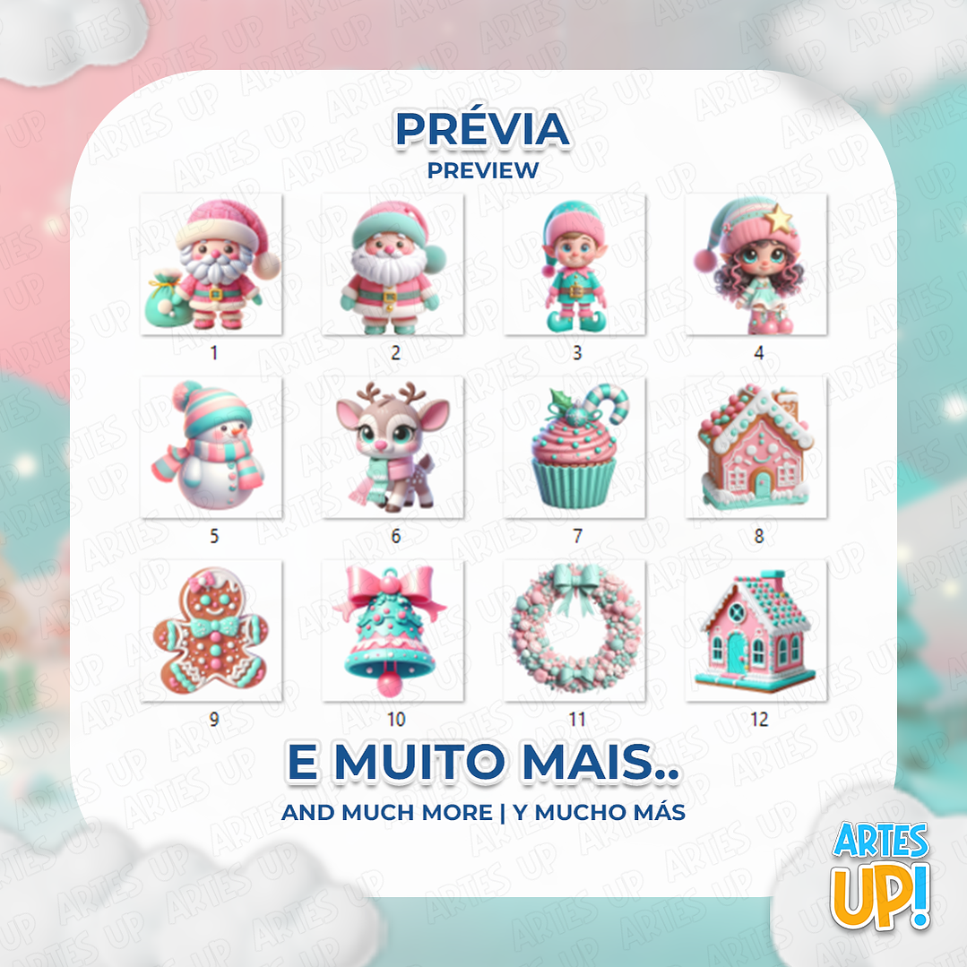 Kit Digital PNG Natal Candy Clipart 3D 2