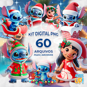 Kit digital PNG Lilo y Stitch Clipart navideño