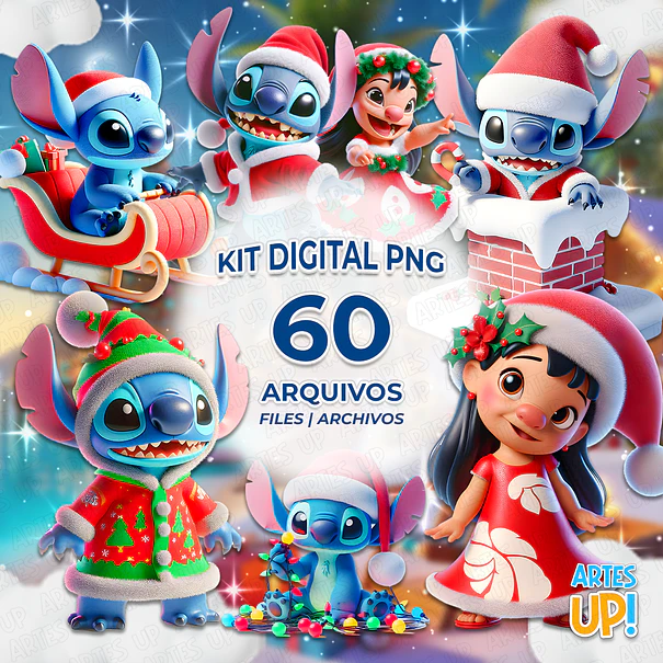 Digital Kit PNG Lilo and Stitch Christmas Clipart 1