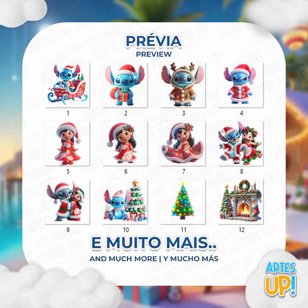 Digital Kit PNG Lilo and Stitch Christmas Clipart 2