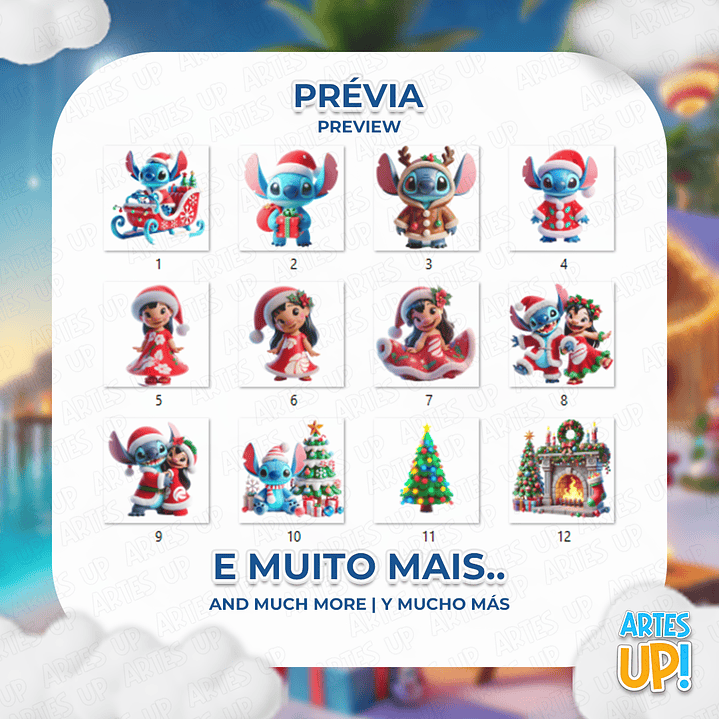 Kit Digital PNG Lilo e Stitch Natal Clipart 2