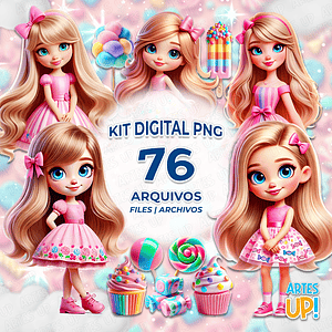 Kit digital de imágenes prediseñadas 3D de Barbie Sweet World PNG