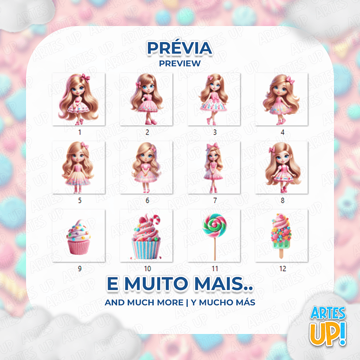 Kit Digital PNG Barbie Mundo Doce Clipart 3D 2