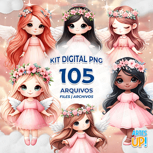 Kit Digital PNG Anjinhas Clipart aquarela