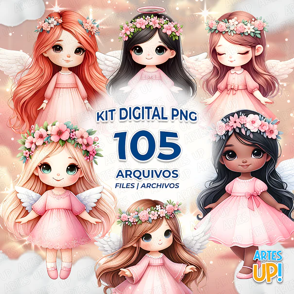 Kit Digital PNG Anjinhas Clipart aquarela 1