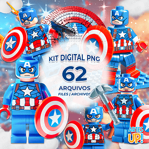 Kit Digital PNG Capitão America Lego Clipart