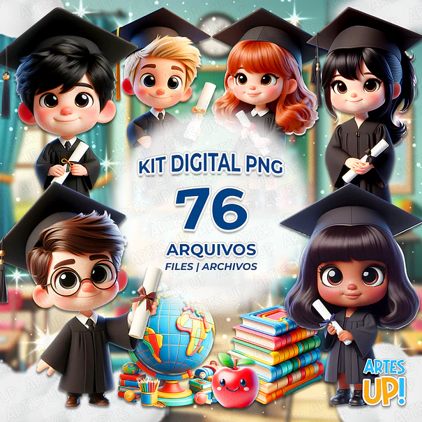 Kit Digital PNG Formatura Clipart 1