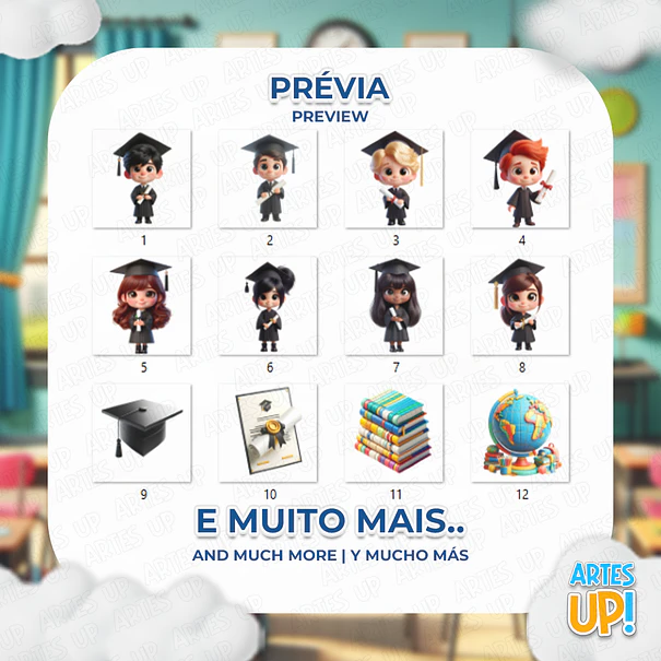Kit Digital PNG Formatura Clipart 2