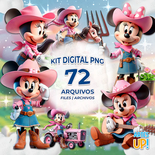 Kit Digital PNG Minnie Fazenda Clipart Rosa 1