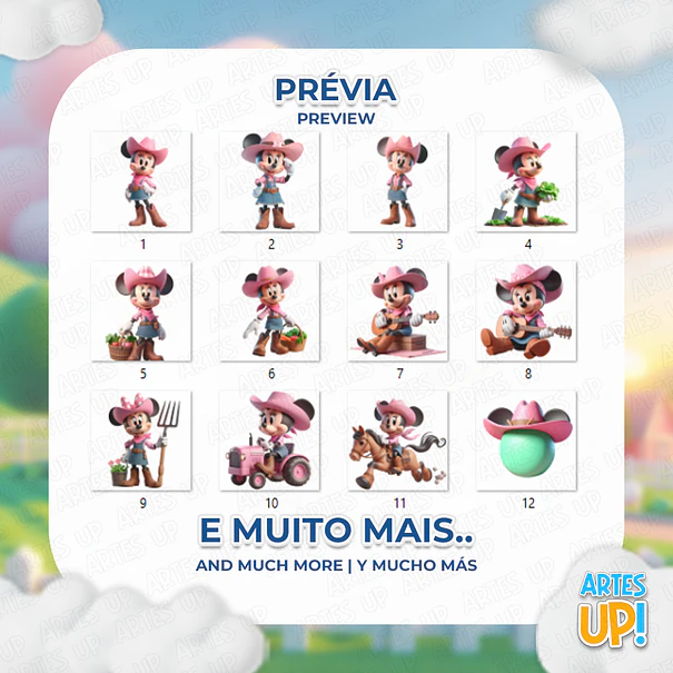 Kit Digital PNG Minnie Fazenda Clipart Rosa 2