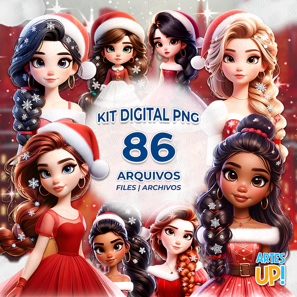 Kit Digital PNG Meninas Natal Clipart 1