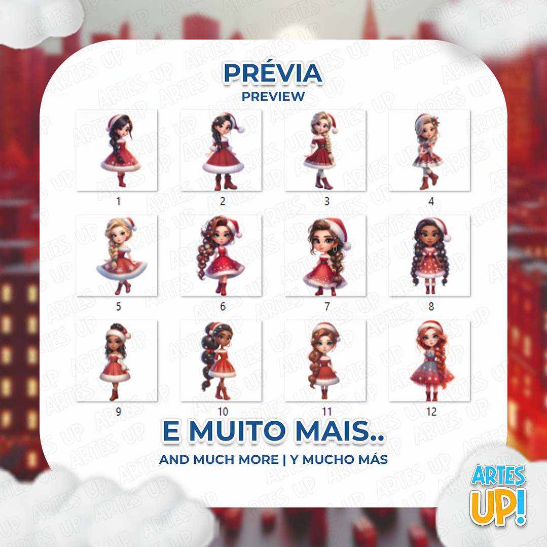 Kit Digital PNG Meninas Natal Clipart 2