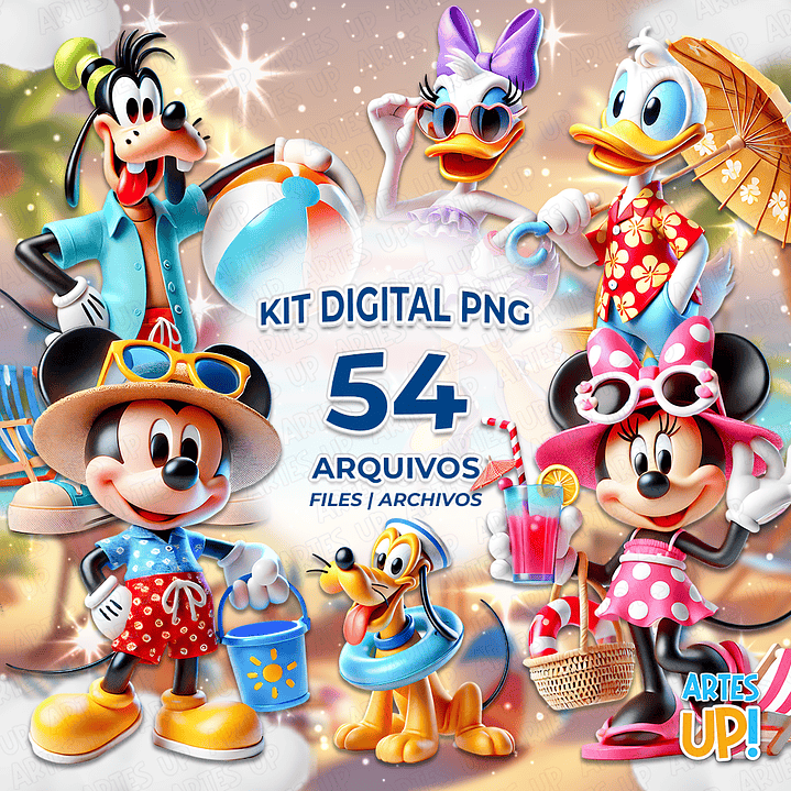 Kit Digital PNG Mickey Pool Party Clipart Praia 1