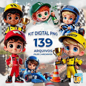 Kit digital PNG Fórmula 1 Clipart Niño de carreras