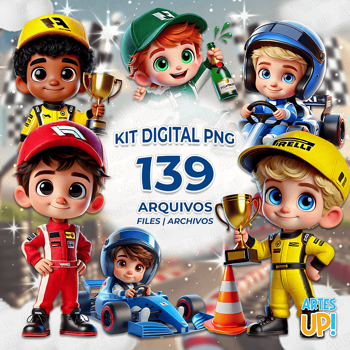 Kit Digital PNG Fórmula 1 Clipart Corrida Menino 1