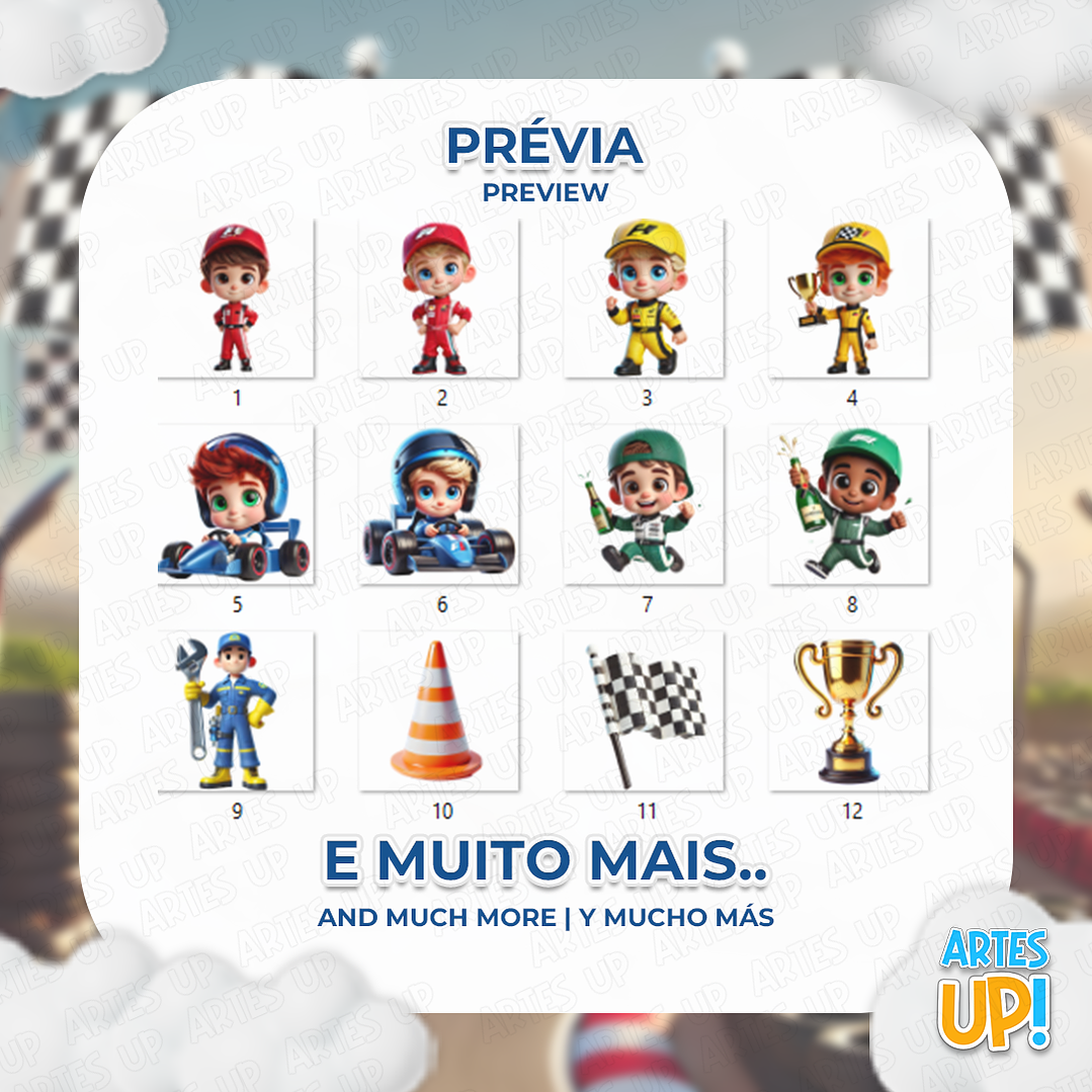 Kit Digital PNG Fórmula 1 Clipart Corrida Menino 2